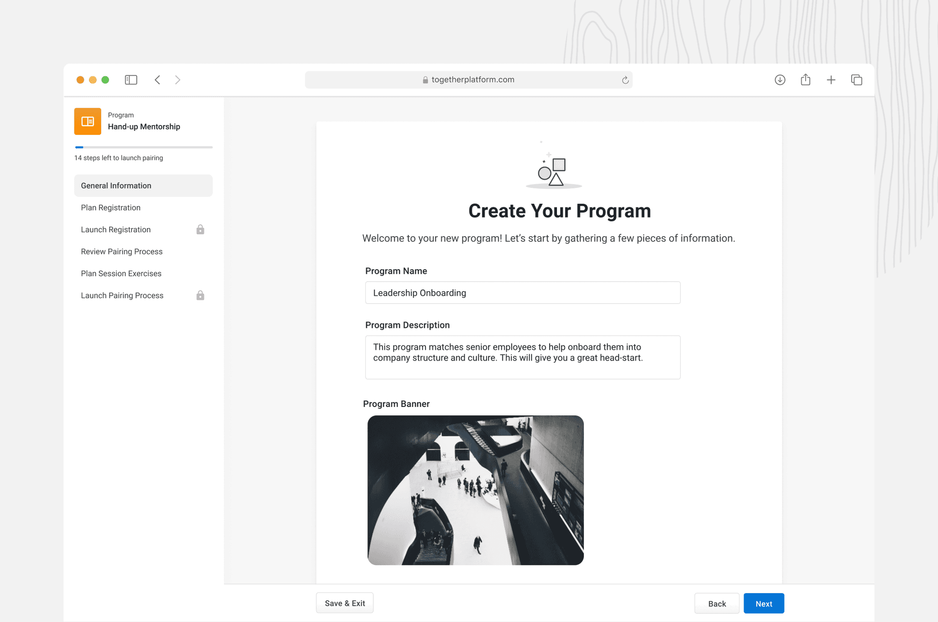 mockup showing introduction step